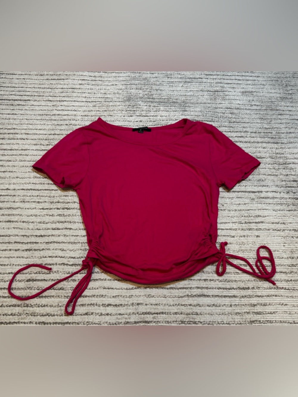 Pink Ruched Side Tie Top Medium Adjustable Trendy